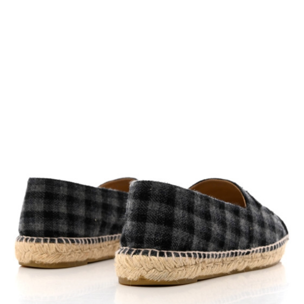 Chanel Plaid Flannel Espadrille Flats Size 35 - Picture 4 of 10